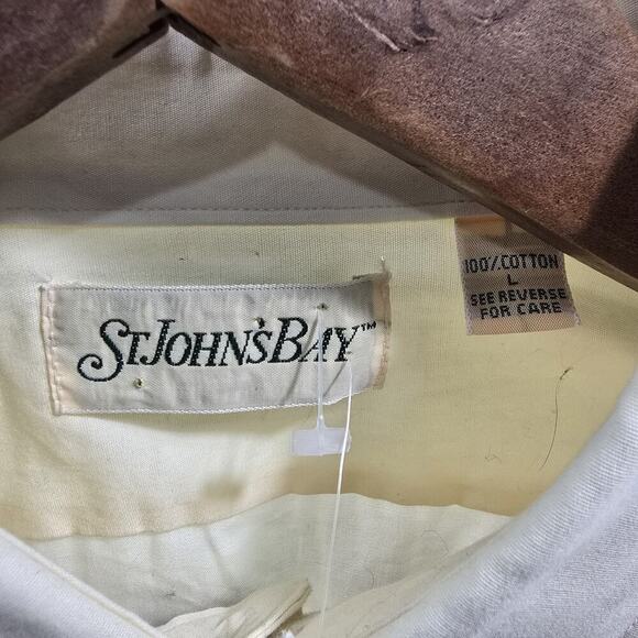 Vintage Button Shirt Mens Large Yellow Safari Pima Long Sleeve St John Bay - Picture 3 of 13